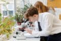 Ryde School With Upper Chine pupils looking through a microscope