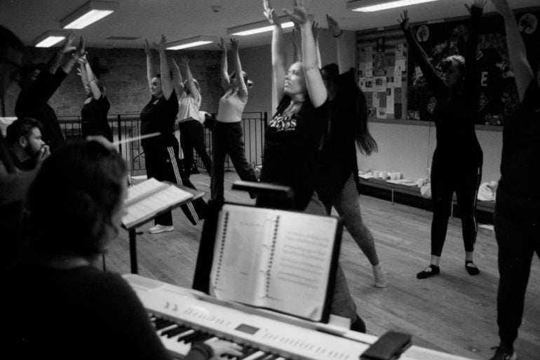 Actors taking part in rehearsals of Sunset Boulevard