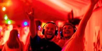 Two men at the silent disco