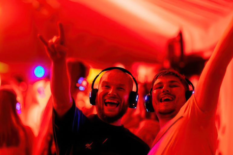 Two men at the silent disco