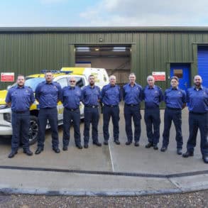 Crew outside new coastguard station