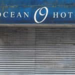 ocean hotel secured with steel shutters