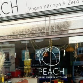 Outside Peach vegan cafe