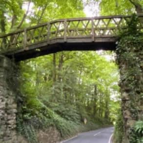 white lady bridge - a wooden bridge that runs across Shorwell Shute