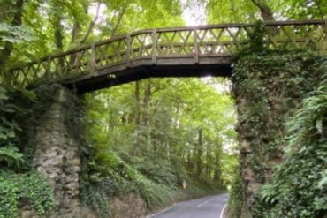 white lady bridge - a wooden bridge that runs across Shorwell Shute