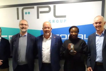 Stella Nwaogbo, Bernard Demol, Lee Noakes, Tristan Carpenter, Steven Passmore of Thales with Geoff Underwood CEO IFPL Group