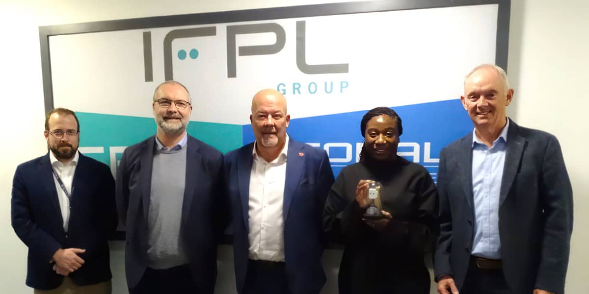 Stella Nwaogbo, Bernard Demol, Lee Noakes, Tristan Carpenter, Steven Passmore of Thales with Geoff Underwood CEO IFPL Group