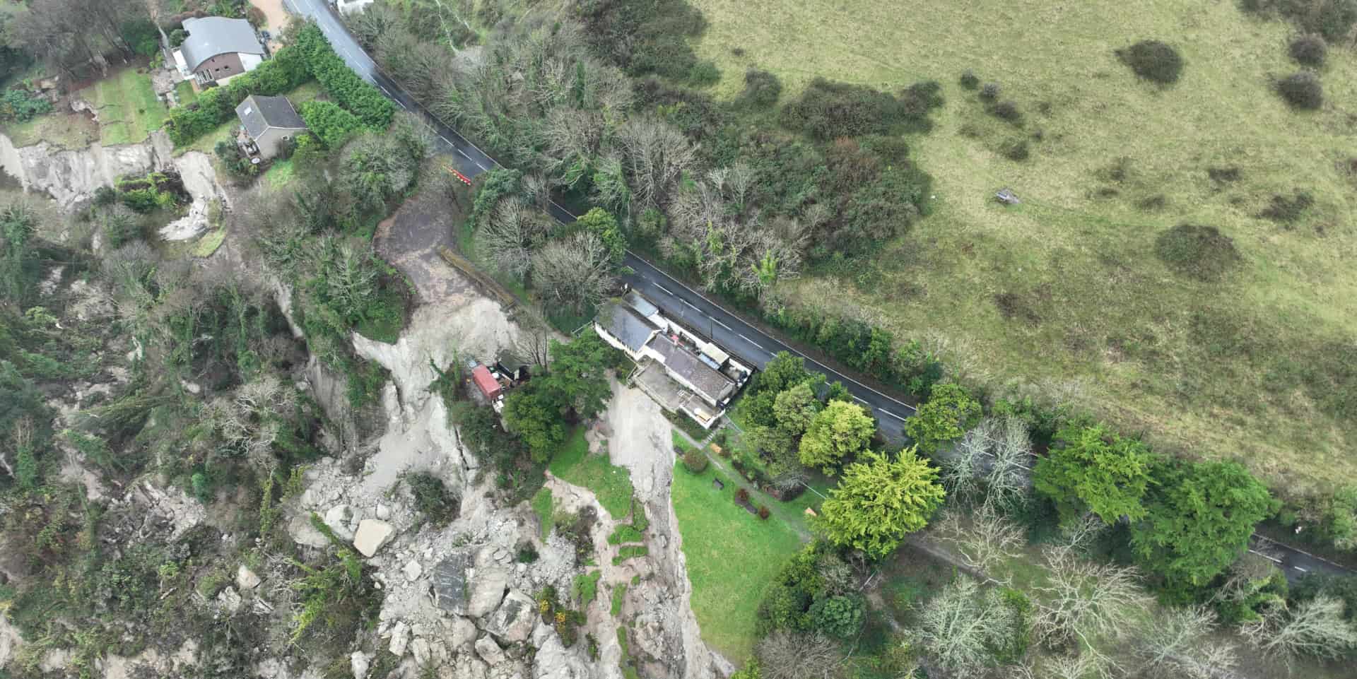 Aerial view of bonchurch landslide