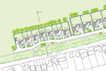 Artists impression of new homes on land at Comfort Farm