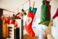 Christmas stocking hanging on a line