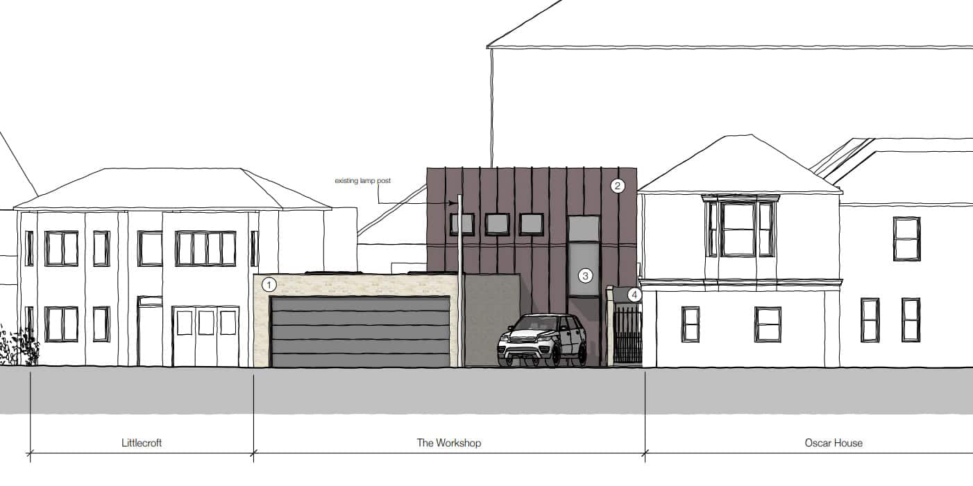 Drawing of the proposed studio and accommodation