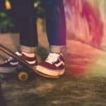 Male skateboarder at skatepark