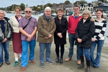 Representatives from Wootton Creek Fairway Association, Wootton Bridge Parish Council and Fishbourne Parish Council in front of Wootton Creek