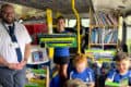 Children on board the St Helens library bus