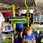 Children on board the St Helens library bus