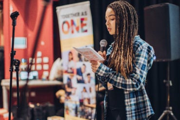 Teenage girl giving a speech