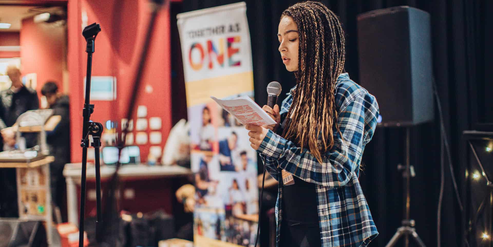 Teenage girl giving a speech