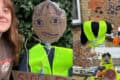 Councillor Redrup with the Speed Scarecrows