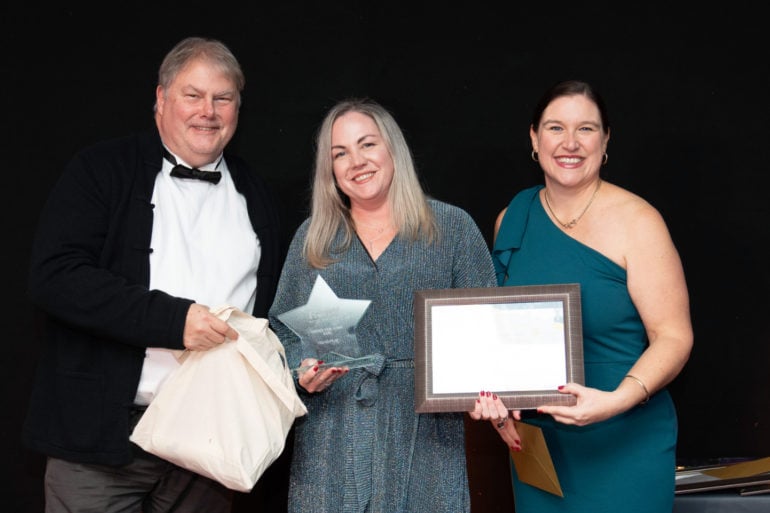 YMCA Fairthorne Group STAR Awards Dave Bennett Left, Jo McGrath Centre, Phillipa Spicer Right by Zooming Photography