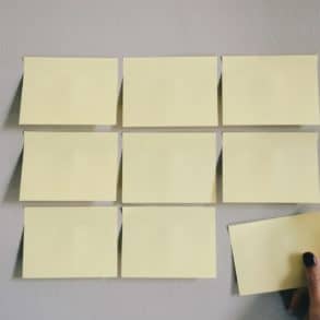 blank post it notes on wall