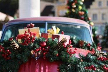 christmas decorations on a car