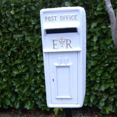 white letter box at the crematorium