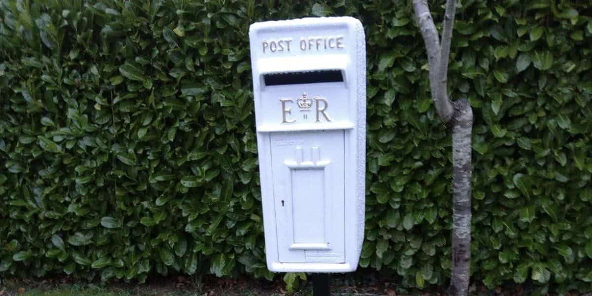 white letter box at the crematorium