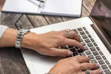 woman using a laptop