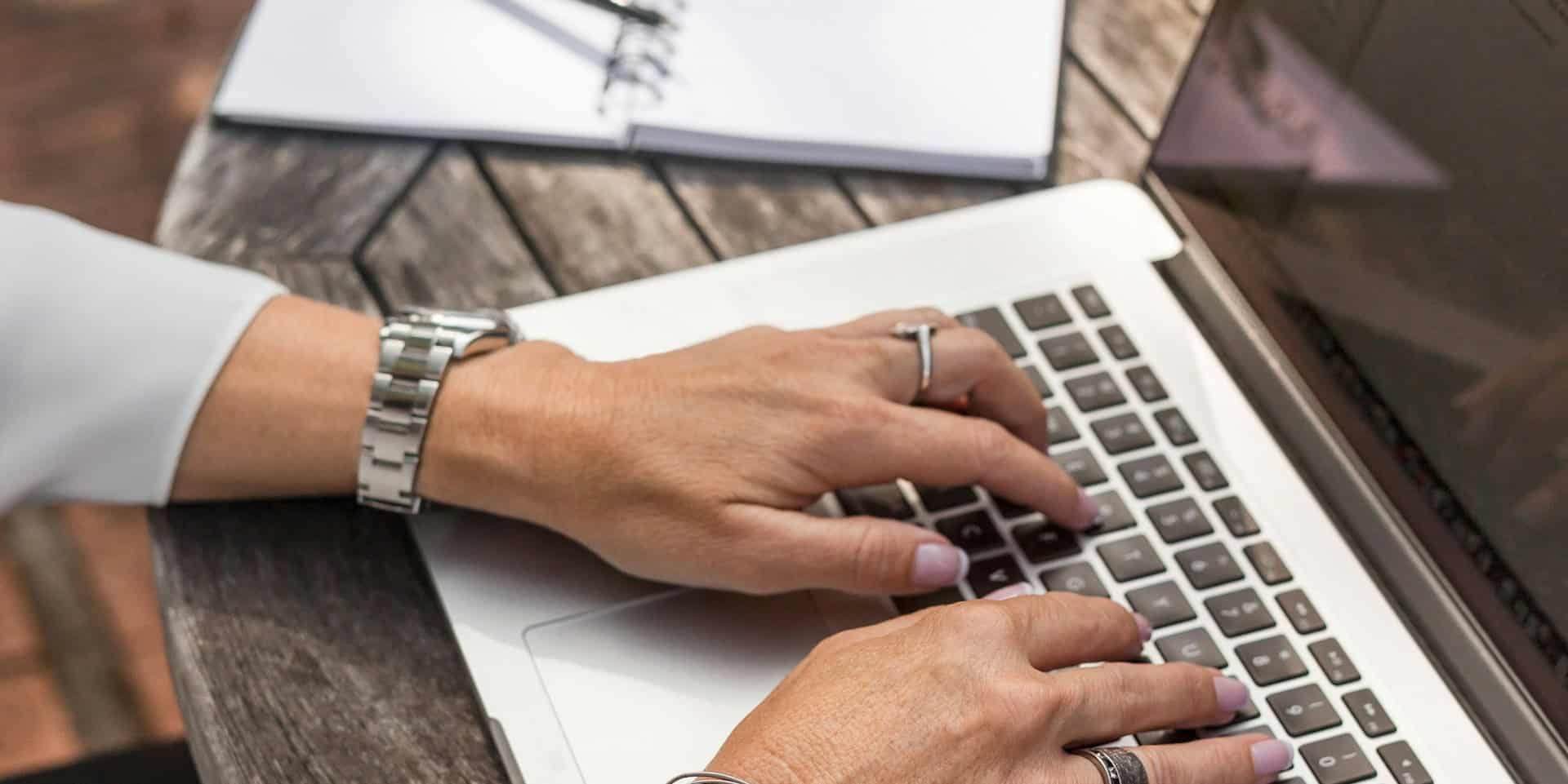 woman using a laptop