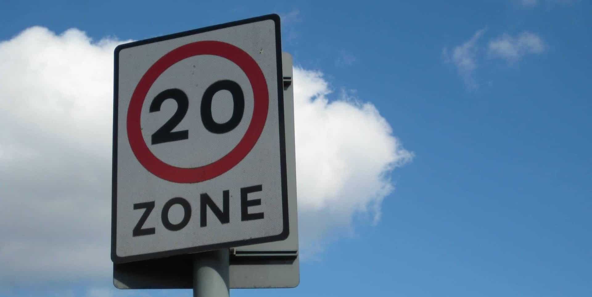 20mph zone road sign