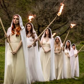 Mediaeval Baebes with Flaming Torches