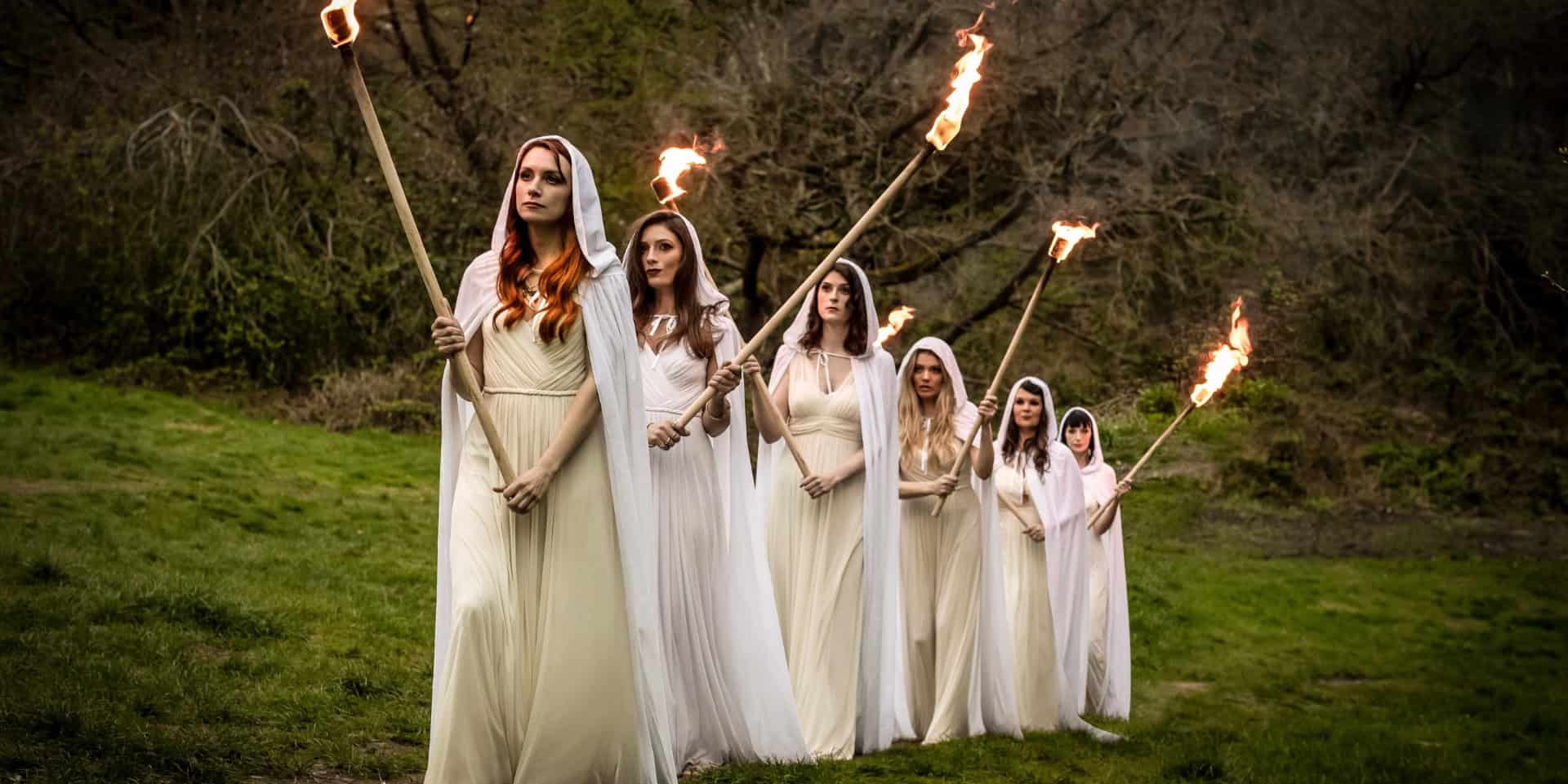 Mediaeval Baebes with Flaming Torches