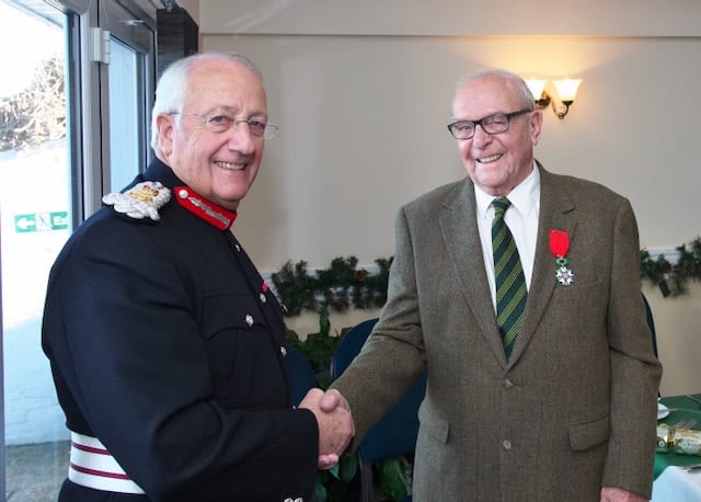 Receiving the Legion d’Honneur in 2016 from Major General Sir Martin White Receiving the Legion d’Honneur in 2016 from Major General Sir Martin White © Roy’s Family