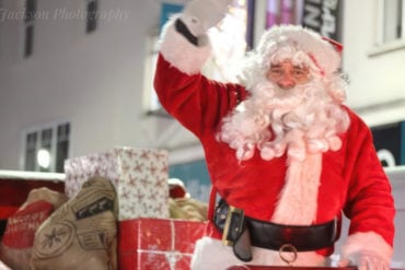 Santa on the Round Table sleigh in Newport