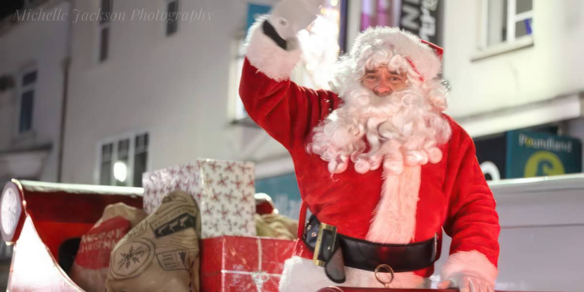 Santa on the Round Table sleigh in Newport