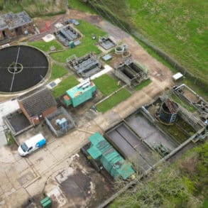 Aerial view of Shalfleet waste water treatment works