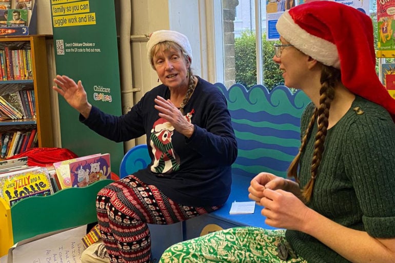 Sue Bailey and Holly Medland storytelling Cowes library 21st dec 24