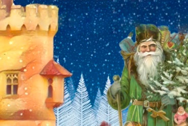 Illustration of father christmas at appley tower christmas grotto