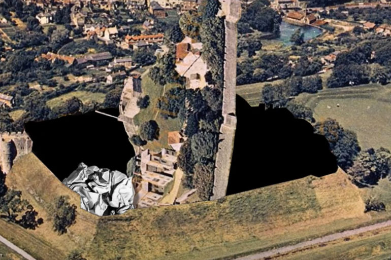 justin mason animated postcard - carisbrooke castle as a flip top bin