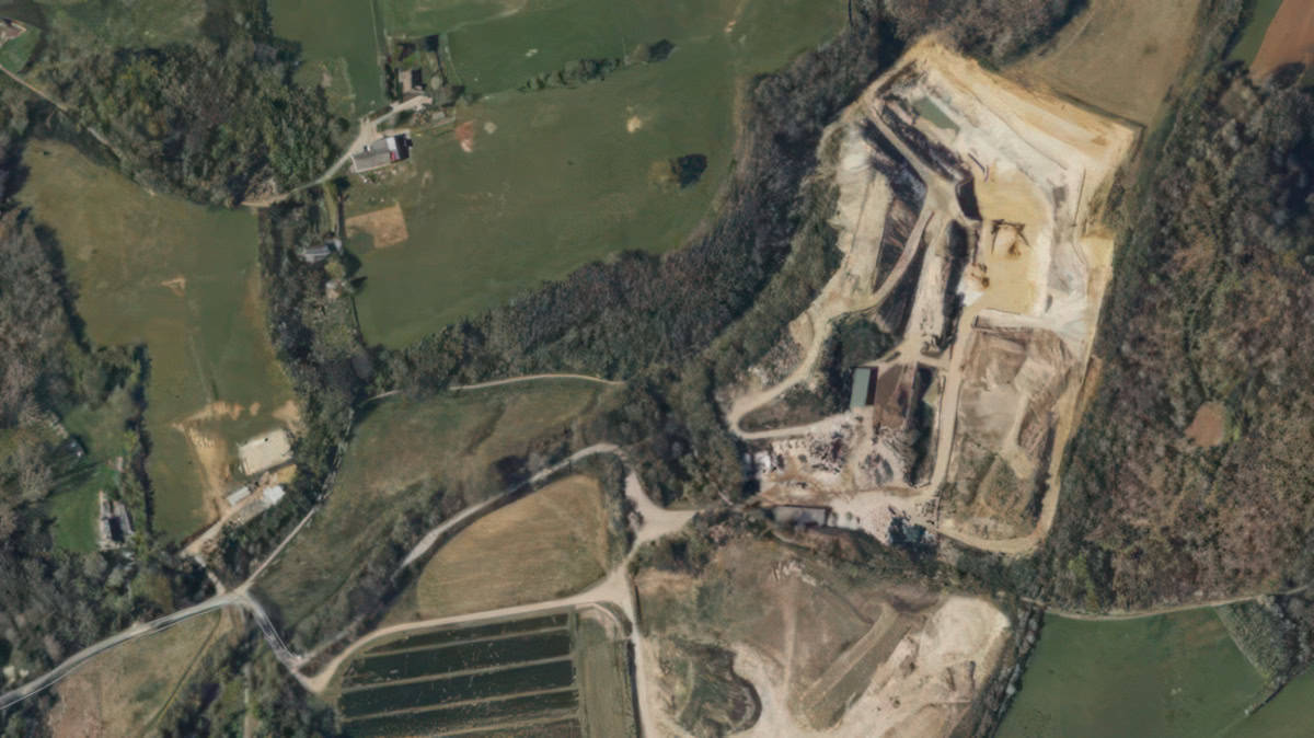 Aerial view of knighton quarry from google maps