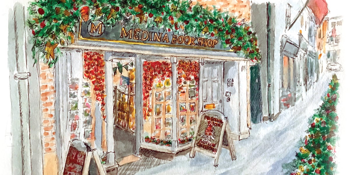 illustration of the front of Medina Bookshop