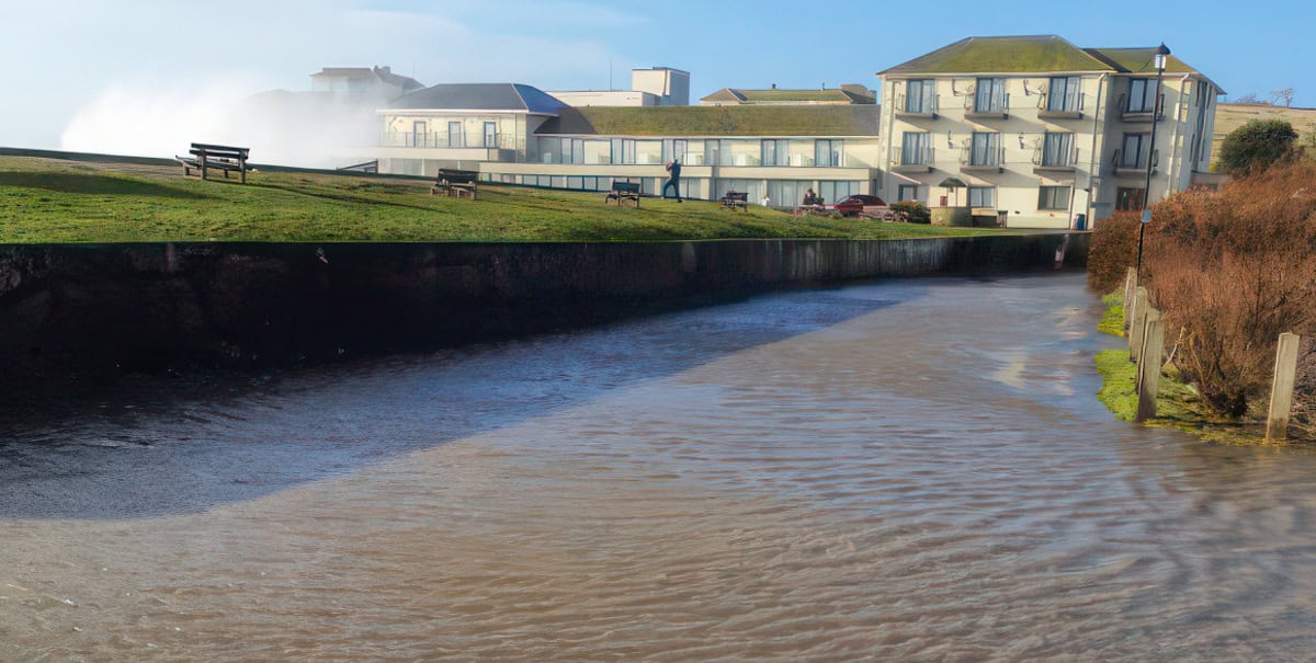 Freshwater flooding across the road