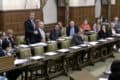 Joe Robertson in Westminster Hall giving his speech