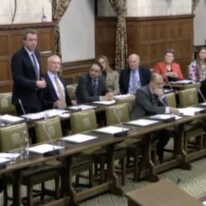 Joe Robertson in Westminster Hall giving his speech