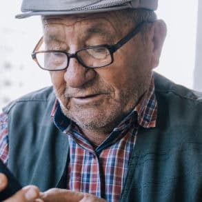 Older man using a smart phone