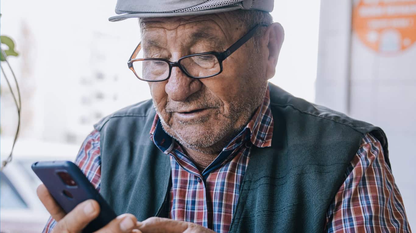 Older man using a smart phone