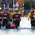 RSPCA rescuers in flooded area