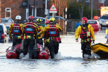 RSPCA rescuers in flooded area