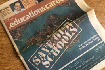 Aerial view of the Island on the front cover of The Independent's education pull out section