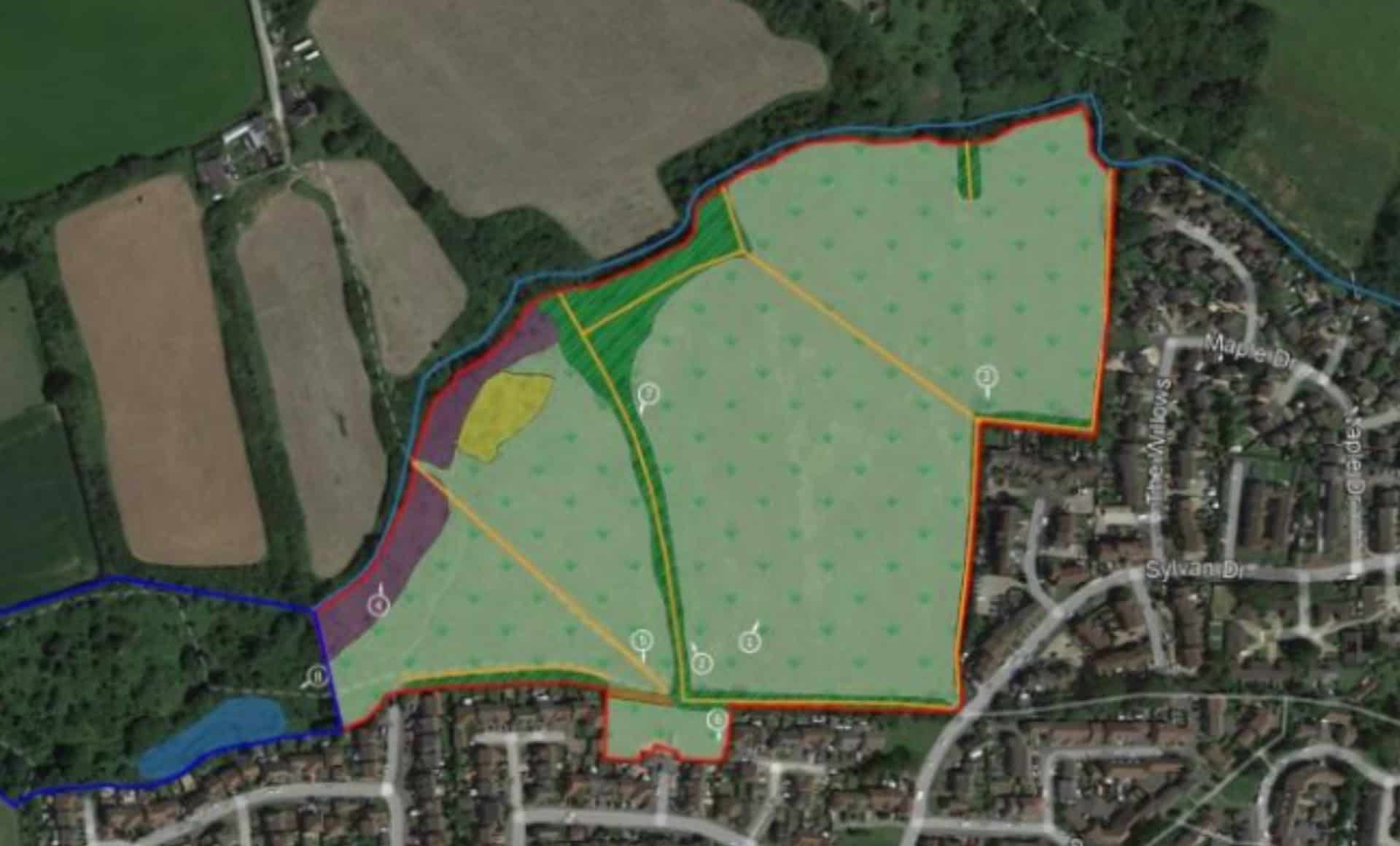 Aerial view of Sylvan Drive plans